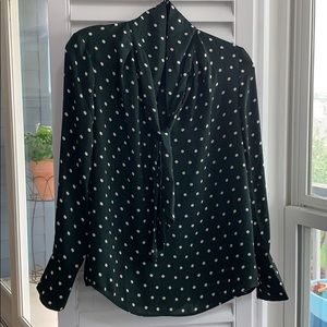 Green polka dot blouse